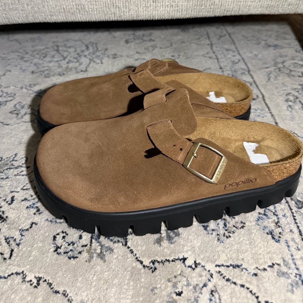Birkenstock Papilio Boston Chunky Suede Clogs - Picture 9 of 11